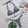 Women's Swimodwear 2023 European American Sexy Crystal Diamond Bikini solidny kolor koronki und damskie dzielone stroje kąpielowe letnie plażę surfowanie szybkie