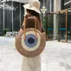 Alışveriş Çantaları Yuvarlak Omuz Kadın Saman Rattan Çanta Dokuma Plaj Elçisi Moda Kadın Çantası Tatil Tote