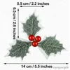 Christmas Decorations 10pcs Artifical Leaves For Decor Holly Berries DIY Christmas Gift Bouquets Wedding Home Party Decoration R231107