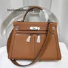 Luxury Handbags Lakis Swift Leather Head Layer Cowhide 28 Shoulder Bag Temperament Pendlar Mångsidig handväska äkta läder Kvinnors stora Acie