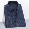 Men's Dress Shirts Men's Business Long-sleeved Shirt Casual Oversized 8XL 7XL 6XL 5XL 4XL Slim Classic Striped Social Formal ZZ