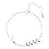 Link Armbanden Retro Klassiek Ontwerp Verzilverd Zwaluw Armband Voor Vrouwen CZ Kristal Groen Strass Blad Bruiloft Sieraden