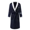 H Men's Sleep learm shight Men Short Kimono Robe Home Home Coral Coral Fleece Winter Warm Lightgown Bathrobe Belt Belt Belt Belt