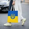 Shopping Bags Flag Of Ukraine Groceries Bag Custom Printing Canvas Shopper Shoulder Tote Large Capacity Durable Patriotic Handbag