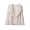 Women's Fur Women Faux Jacket Faux-fox Coats Winter Suit Collar Warm Loose Pink Female Overcoat Clothes Korea