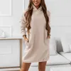 Urban Sexy Dresses Women Vintage Solid Hoodies Dress Autumn Winter Pockets Loose Hooded Sweatshirt Långärmning Vintage Harajuku Long Tops Tunic