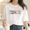 レディースTシャツLGBTレズビアンゲイバイセクシュアルTシャツ女性ハラジュク日本語トップ美学ホワイトTシャツ230406