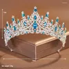 Pinzas para el cabello Tiaras de novia Corona de boda de moda azul claro