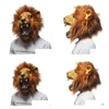 パーティーマスクハロウィーン小道具Adt Angry Lion Head Masks AnimalFL Latex Masquerade Birthday Party Face Mask Drop Delivery Home Garden Fe Dhcul