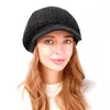 Berets 2024 Winter Frauen Strickmütze Wolle Verdickte Schirmmütze Warme Baskenmütze Damen Vintage Einfarbig Weihnachtsgeschenk