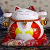 Dekorativa föremål Figurer 4,5 tum japansk keramik Lucky Cat Maneki Neko Home Decoration Gift Commercial Gift Lucky Cat Money Box Feng Shui Handicraft 230407