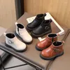 Bottes de style français pour filles, chaussures élégantes avec sangle à la cheville, fermeture éclair latérale, plate-forme pour enfants, G07263