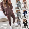 Dostyki damskie kontrastowe rurki górne spodnie do sznurka Ustaw kobiety 2PCS Zestaw ubrania Autumn Winter Bluza dresowe t231107