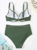 Stroje kąpielowe damskie Bikini 2023 strój kąpielowy kobiety solidne regulowane ramiączka zestaw bikini wysoka talia bikini letnie brazylijskie kostiumy kąpielowe XL
