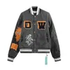 Off White Varsity Jacket Мужские куртки Offs Мужские мужские дизайнерские ветровки Винтажные свободные длинные бейсбольные хип-хоп 6 Fz0j