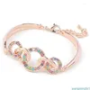 Bangle BN-00204 Loop by Rhinestone Cuff Armband för kvinnor Rose Gold Plated Luxury Designer Jewelry High-End Bridesma