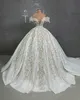 Великолепное бальное платье свадебные платья глубокие V-образные вырезы с плеча сияющие бусины жемчужины заявители капелля