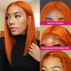 Bob Perücke Orange Ingwer Lace Front Echthaar 13x4 brasilianische gerade Perücken 13x6 HD Frontal