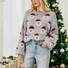 Swetery kobiet świąteczne swetra Woman Crewneck Okoł ciepły miękki Boże Narodzenie Święty Szwany wzór sweter jesienny zima sweterl231107