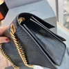 Fashion Designer Women Cross Body Bags Crush Alligator Shoulder Black Handbag Genuine Cowhide Leather Chain High Grade Quality Bag 25cm