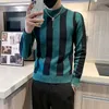 Men's Sweaters Autumn And Winter Stripe Round Collar Sweater Male Korean Version Casual All-match Knitted Bottoming Shirt S-3XL