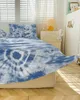 Saia de cama azul tie-dye étnica elástica colcha com fronhas protetor colchão capa conjunto de cama folha