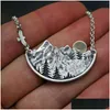 Pendant Necklaces Natural Scenery Flying Bird Sunset Mountain Forest Women Temperament Charm Necklace Prom Jewelry Dhiqd