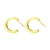 Hoop Earrings Genuine Real Jewels E1168 Sterling Silver S925 Smooth Face C Type Female Personality Light Ins Cold Wind Earstuds