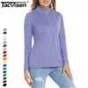 Women's T-Shirt TACVASEN Summer Sunscreen Shirt UPF 50Quick Dry 14 Zipper Women's Long Sleeve T-shirt Moisturizing Willow Golf Rod 230407