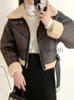 Kadın Ceketleri Kış Kadın Sokak Giyim Yapay Kuzu Kürk Deri Kemer Motosiklet Kalın Sıcak Koyun Dinleri Palto Ceket J231107