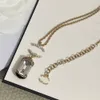 Luxus Designer Halskette Anhänger Choker Marke Brief Anhänger 18k vergoldet Silber Kupfer Kristall Frauen Hochzeit Weihnachten Schmuck