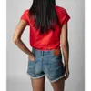 Nuova maglietta Zadig Voltaire da donna firmata Fashion Tide Slim stile classico Hot Letter Stampa vintage Casual versatile estate cotone a maniche corte Tee Polo Trend Top