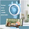 Party Favor Portable Handheld USB Fan LED LID LIGE Mini Ciche Składane narzędzia chłodzące Nocne światła Telefon H Dhtno