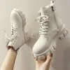 Boots Women's White Ongle Boots 2021 سيدات شتاء شتاء الحذاء الأنثوي أحذية أسود منصة القتال أحذية الفراء الفراء مصمم الشرير القوطية AA230406