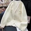 Kvinnors päls minkliknande ull stickad tröja kappa för kvinnor höst och vinter mild korta löst passande tofs cardigan fas