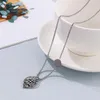 Pendant Necklaces Necklace 2023 Stainless Steel Hollow Leaf Zircon Retro Women's Sweater Chain Iced Out Party Accessories Wholesale