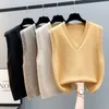 Camisoles Tanks YEMOGGY Women's Tank Top Outer Spring and Automatic Indoor Wear Knitted Sweater Tank Top V-neck Solid Casual Loose Tank Top 230407
