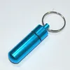 Portable Aluminum Pill Bottle Key Ring WaterProof Tablet Box Keychain Drug Stash Container Storage Outdoor Cash Case Holder Customized Logo Wholesale Price