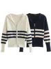 Tricots pour femmes 2023 Cardigan à rayures de mode pour les femmes avec pull à fermeture éclair à manches longues Cardigans en tricot femme automne hiver Jersey