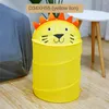 Storage Bags Folding Bucket Cute Animal Cylinder Laundry Basket Cartoon Toy Box Kitchen Bag Organization