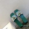 2023-zomervakantie Platglijbaan Slippers Glippen op stof Sandalen Floral Bordined Open Toue Shoes Luxe Designer For Women Holiday Flats Sandaal