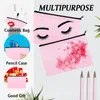 Sac de maquillage en toile rose, sacs à cosmétiques en vrac avec trousse à crayons à fermeture éclair multicolore, pochette artisanale DIY