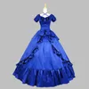 2023 New Noble Red Long Sleeves Ruffles Vintage Victorian Dress Medieval Renaissance Ball Gowns Dresses For Party