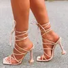 Sandals Fashion Square Toe Hitten High Heel Lace Summer Open Suede Soede Slot