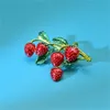 Enamel Strawberry Brooches Fruit cute flower strawberry girl brooch enamel silk scarf buckle clothing DIY Hat Bag Accessories GC2021