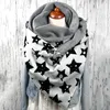 Sjaals Winter Womens Warm Elegant Star Gedrukt Verdikt Vierkant Outdoor Dubbellaags Gesp Sjaal Dames Hijaabs