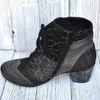 Boot s automne Vintage imprimé gris dames grande taille mi talon cheville côté Zip chaussons Botas De Mujer 230407
