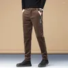 Men's Pants Autumn Winter Corduroy Business Fashion Elastic Regular Fit Thick Stretch Black Khaki Grey Casual Trousers Male