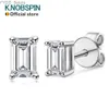 Stud KNOBSPIN D VVS1 Emerald Cut Moissanite Earring s925 Sterling Sliver Plated with 18k White Gold Earrings for Women Fine Jewelry YQ231107