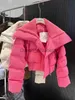 Doudoune Parkas femme doudoune femme petite silhouette hiver rose taille haute veste courte en coton chaude et tendance J231107